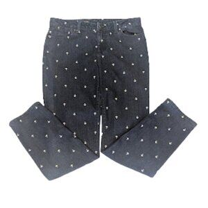 Talbots Signature Slim Ankle Jeans Umbrella Embroidered Dark Wash Size 10 / 30